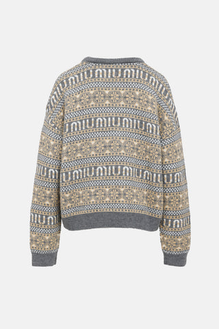 Miu Miu Wool Knit Fair Isle Sweater