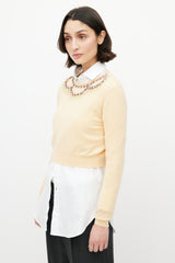 Miu Miu Yellow & Multicolour Wool Jewel Sweater
