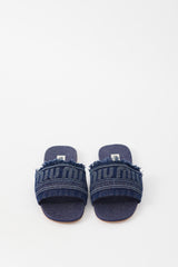 Miu Miu Dark Wash Denim Logo Slide