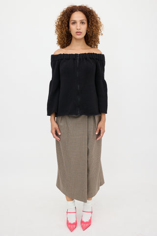 Miu Miu 2007 Wool Off Shoulder Cardigan