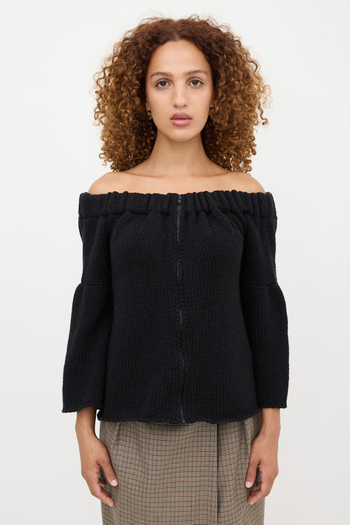 Miu Miu 2007 Wool Off Shoulder Cardigan