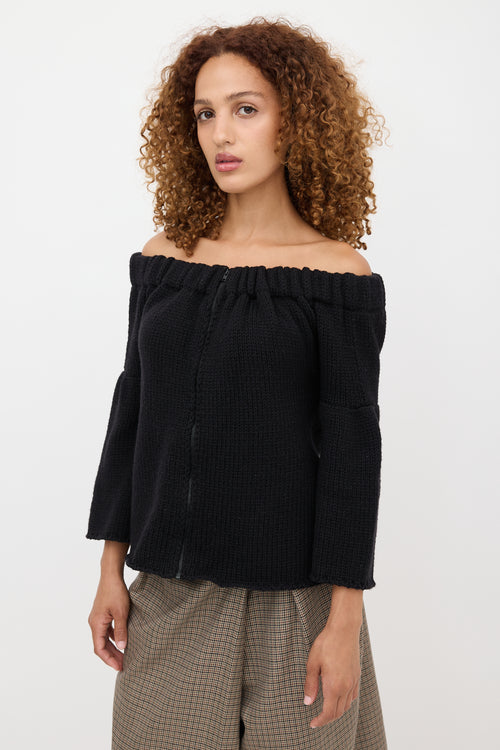 Miu Miu 2007 Wool Off Shoulder Cardigan