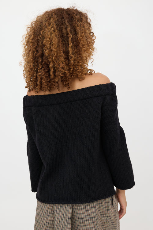 Miu Miu 2007 Wool Off Shoulder Cardigan