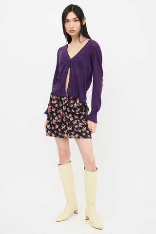 Miu Miu 2016 Denim Floral Skirt