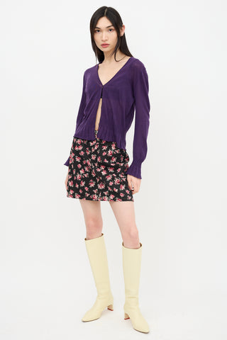 Miu Miu 2016 Denim Floral Skirt