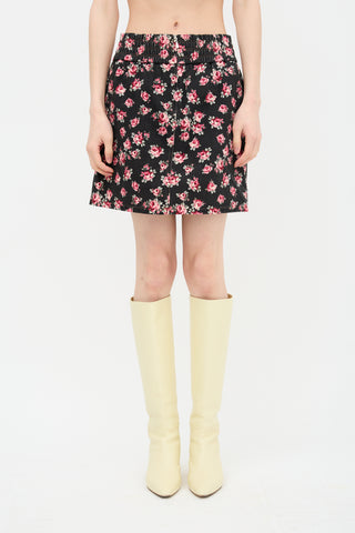 Miu Miu 2016 Denim Floral Skirt