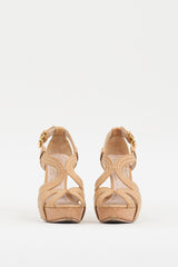 Miu Miu Beige Leather Cutout Platform Heel