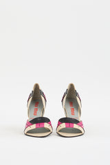 Miu Miu 2000s Beige & Multi Leather Argyle Panelled Pump