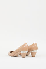Miu Miu Beige Patent Leather Crystal Pump