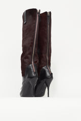 Miu Miu Black & Burgundy Leather Knee High Boot