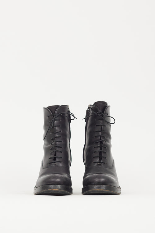Miu Miu Black Leather Ankle Boot