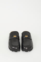 Miu Miu Black Leather Embellished Penny Mule