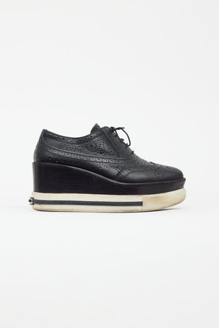 Miu Miu Black Leather Platform Sneaker