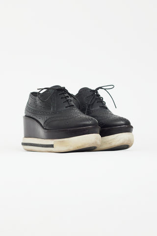 Miu Miu Black Leather Platform Sneaker