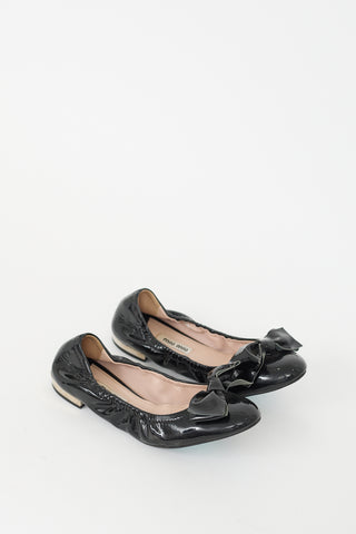 Miu Miu Black Patent Leather Bow Flat