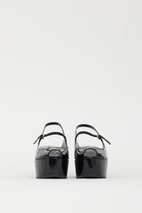 Miu Miu Black Patent Peep Toe Wedge