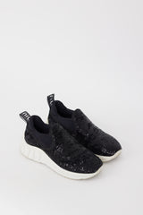 Miu Miu Black & White Sequin Neoprene & Rubber Sneaker