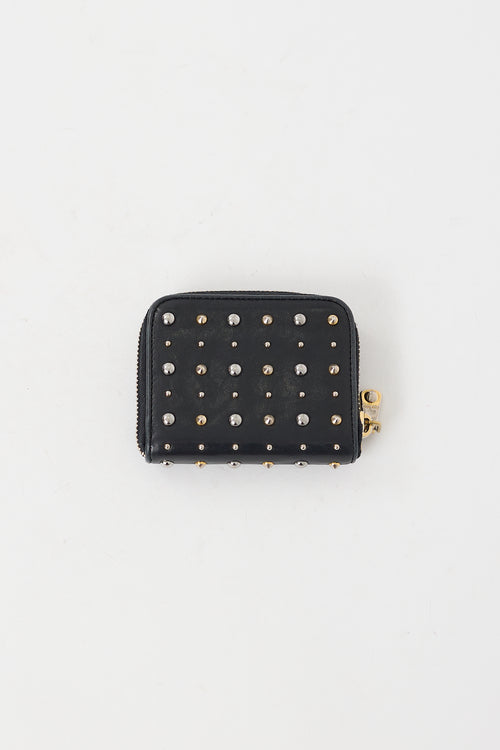 Miu Miu Black & Mixed Metal Studded Zip Wallet