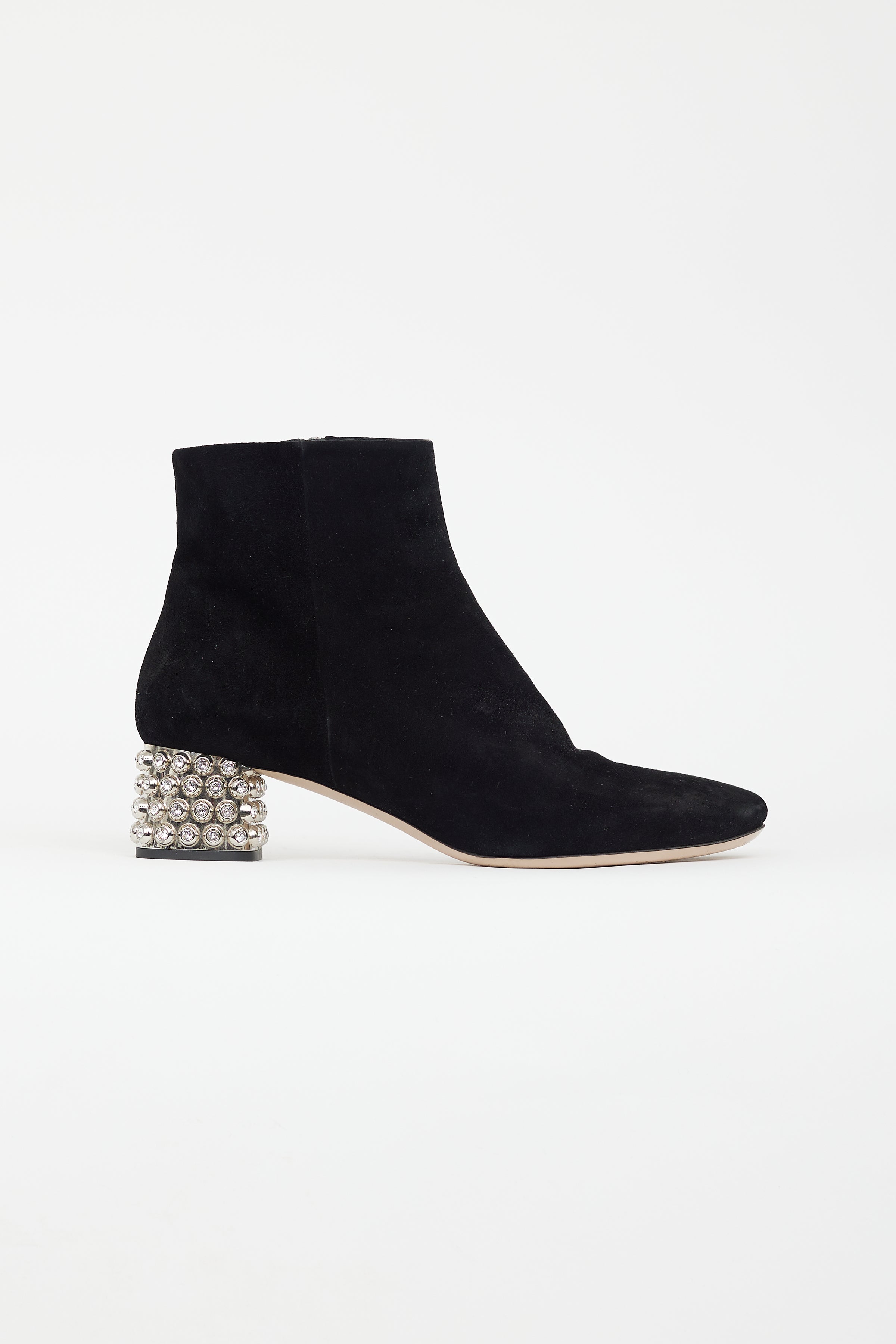 Finding Friday Stone Suedette Embellished Pointed Stiletto Heel Calf Boots  | New Look
