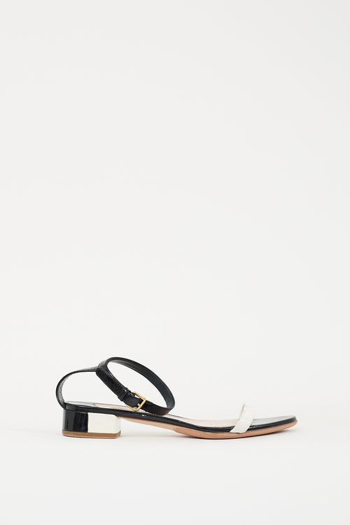 Miu Miu Black & White Patent Colour Block Sandal