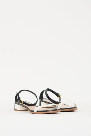 Miu Miu Black & White Patent Colour Block Sandal