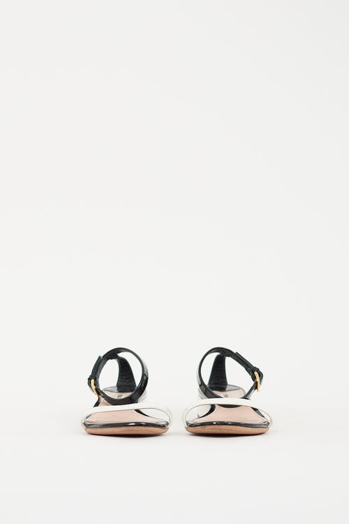 Miu Miu Black & White Patent Colour Block Sandal