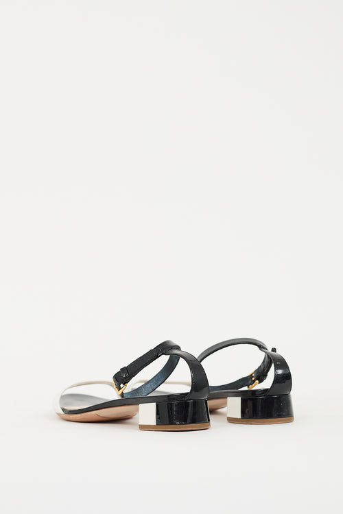 Miu Miu Black & White Patent Colour Block Sandal