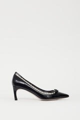Miu Miu Black Patent & Crystal Embellished Pump