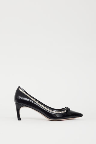 Miu Miu Black Patent & Crystal Embellished Pump