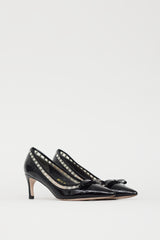 Miu Miu Black Patent & Crystal Embellished Pump