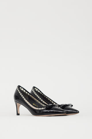 Miu Miu Black Patent & Crystal Embellished Pump