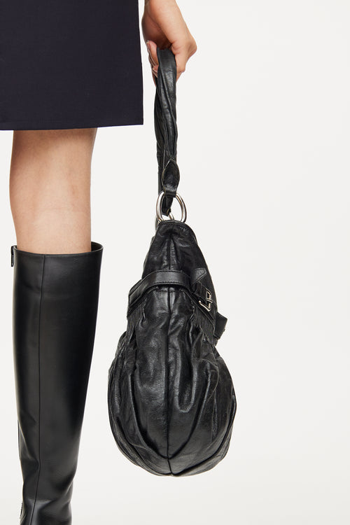 Miu Miu Black Ruched Shoulder Bag