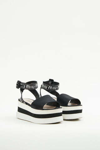 Miu Miu Black & White Platform Sandal