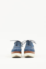 Miu Miu Blue Denim Embellished Platform Oxford