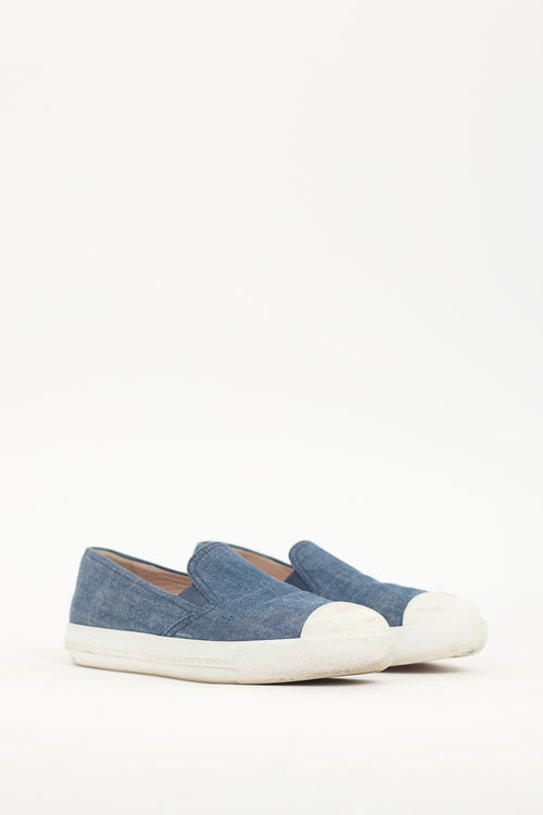 Miu Miu Blue Denim Slip On Sneaker