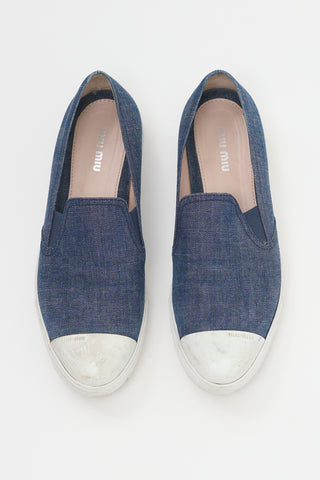 Miu Miu Blue Denim Slip On Sneaker