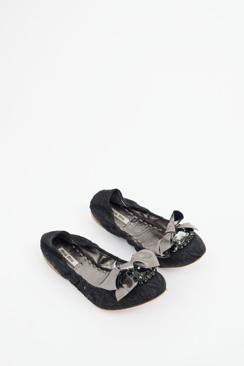 Miu Miu Brocade Embellished Ballet Flat