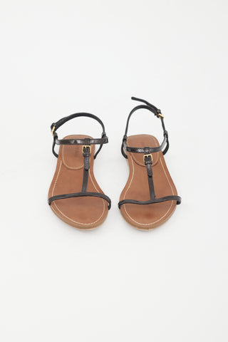 Miu Miu Black Patent Leather T-Strap Sandal
