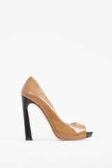 Miu Miu Brown & Black Patent Leather Pump