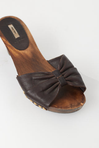 Miu Miu Brown Leather Bow Heeled Sandal