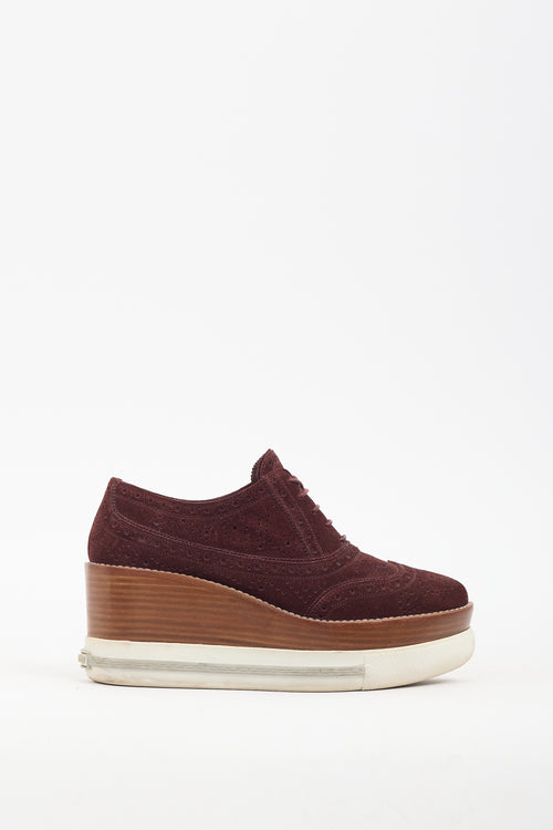 Miu Miu Burgundy Suede Brogue Oxford