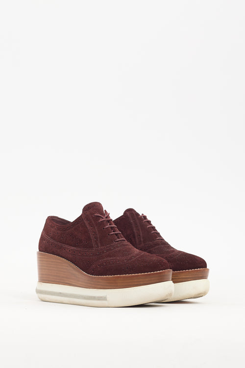 Miu Miu Burgundy Suede Brogue Oxford