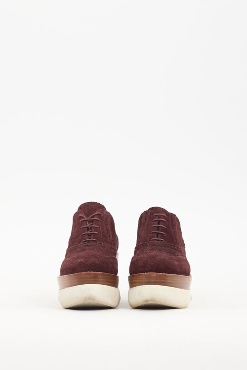 Miu Miu Burgundy Suede Brogue Oxford