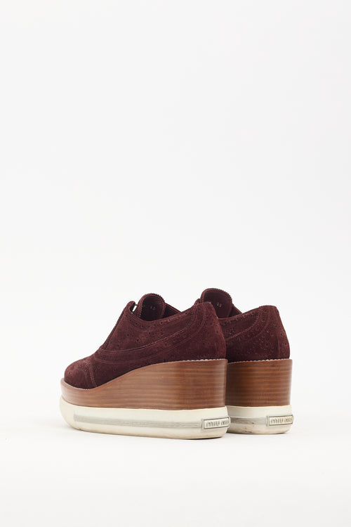 Miu Miu Burgundy Suede Brogue Oxford