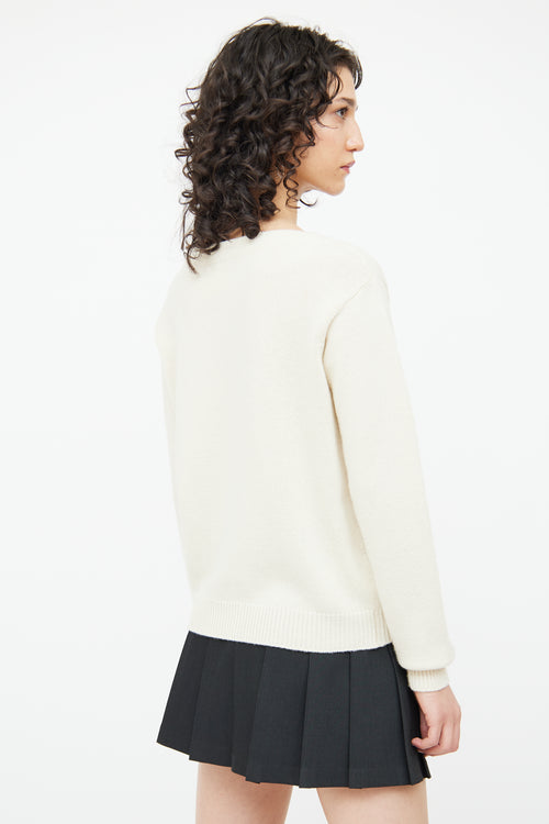Miu Miu 2020 Cream Graphic Knit Sweater