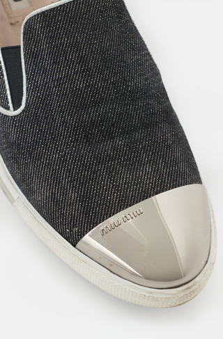Miu Miu Denim & Metal Cap Toe Sneaker