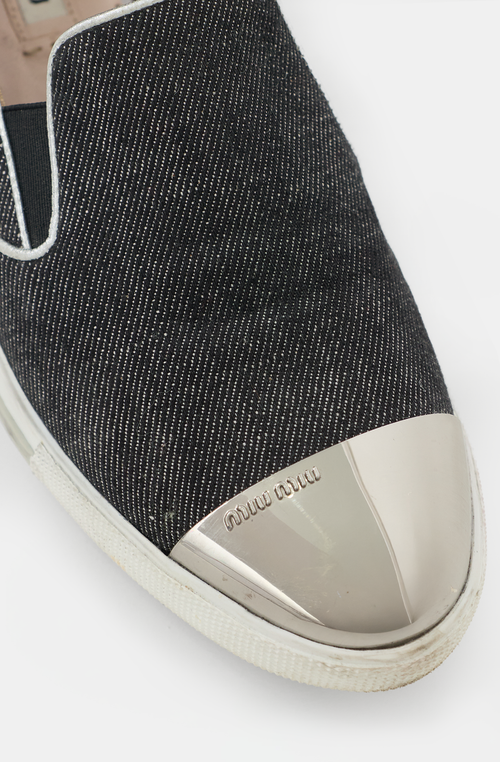 Miu Miu Denim & Metal Cap Toe Sneaker