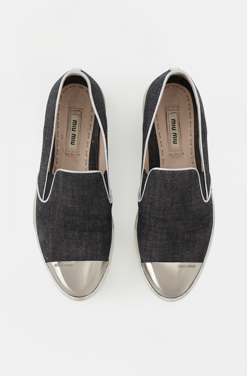 Miu Miu Denim & Metal Cap Toe Sneaker