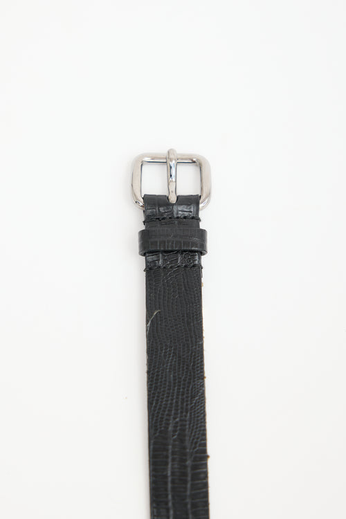Miu Miu Embossed Leather Layered Slim Belt