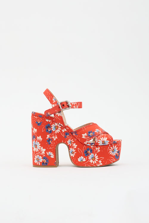 Miu Miu Floral Platform Sandal
